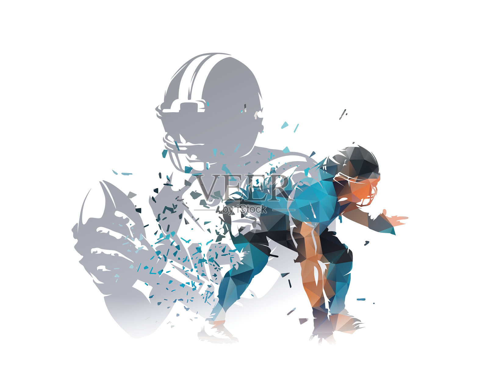 美式足球双重曝光，足球运动员的矢量插图。团队运动拼贴画插画图片素材