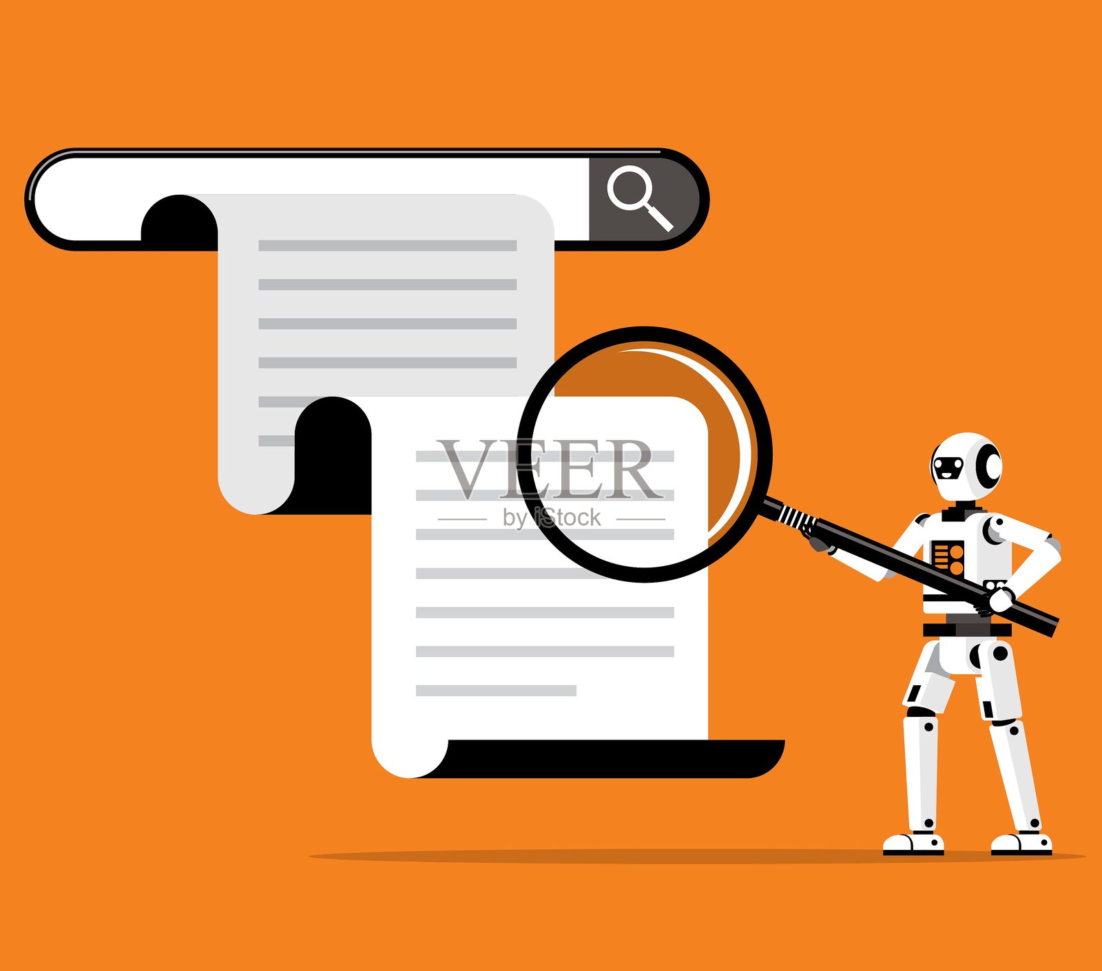 搜索引擎 - 人工智能机器人插画图片素材