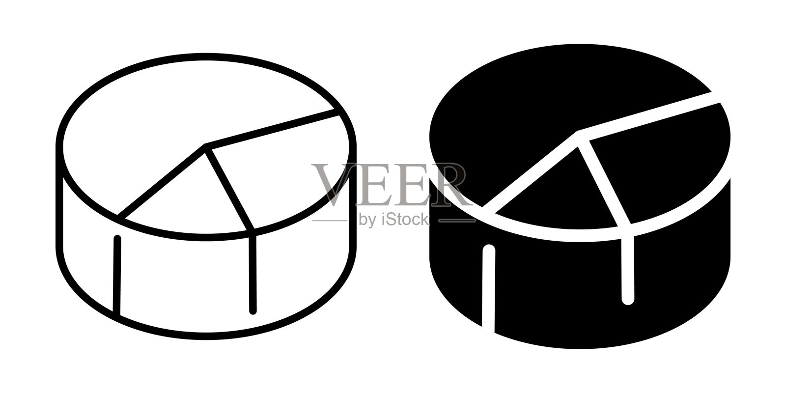 数据分析用的饼图图标。轮廓和线条风格。插画图片素材