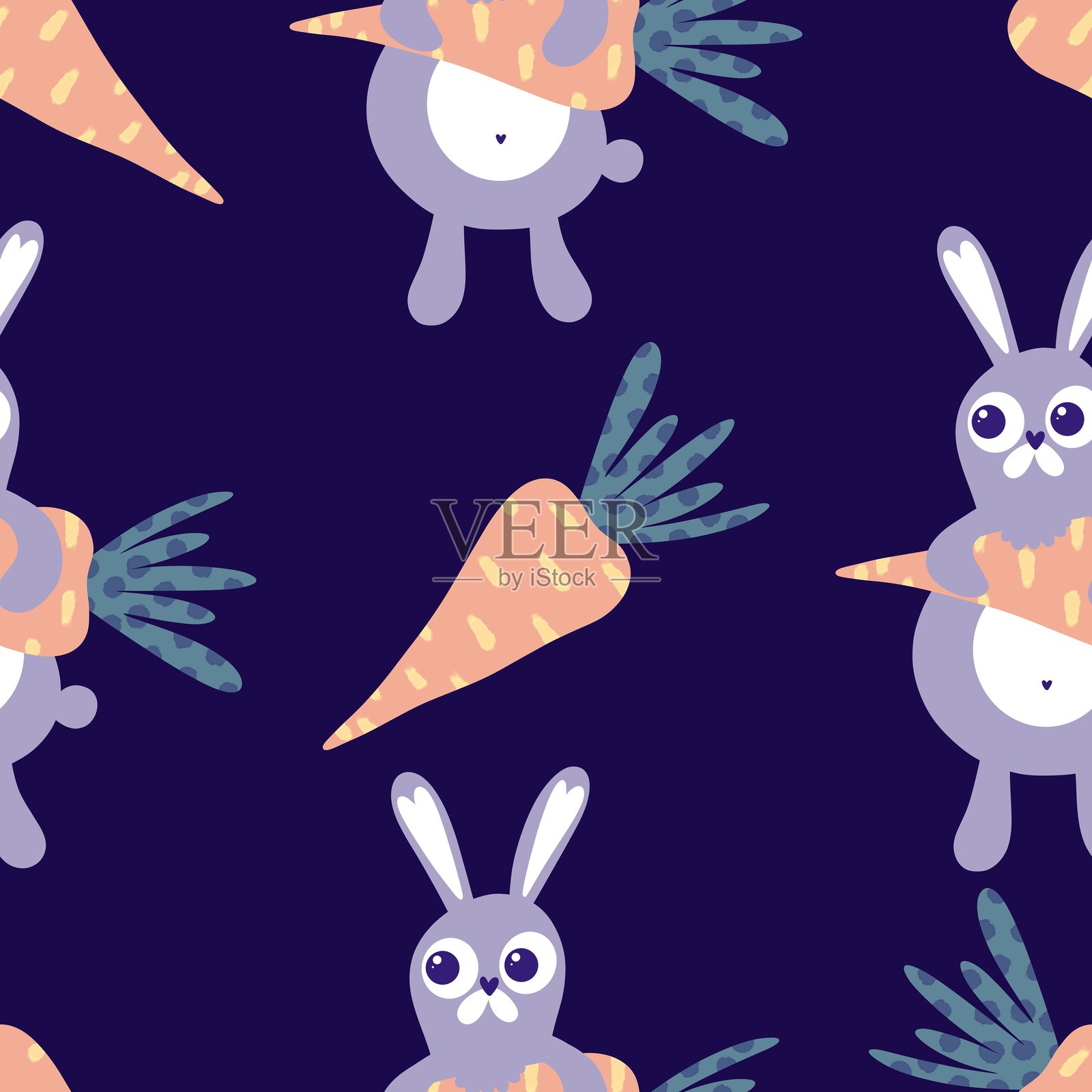 无缝胡萝卜蔬菜图案，适用于包装纸、面料和亚麻布插画图片素材