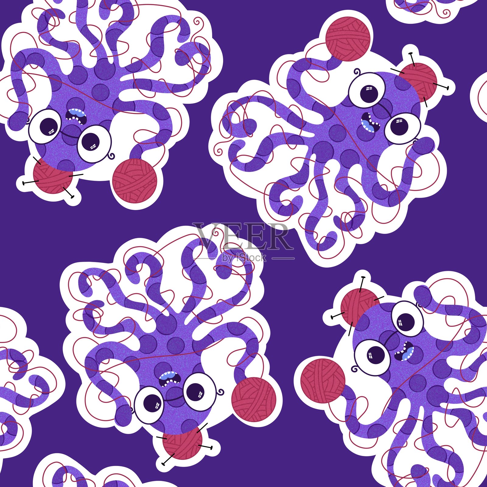 海洋动物无缝夏季鱼类图案，适用于包装纸和儿童用品插画图片素材