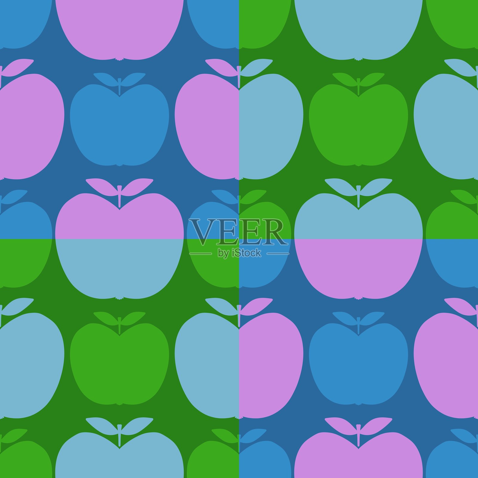 夏季水果无缝苹果图案，适合儿童和面料使用插画图片素材