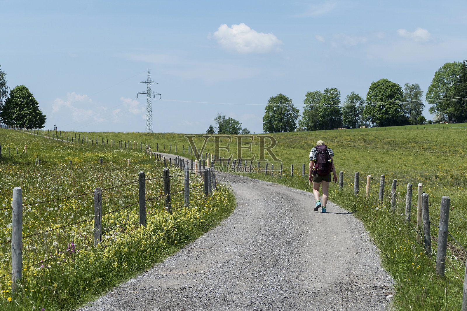 从韦特瑙到霍普芬的徒步小径，慕尼黑的圣雅各之路，巴伐利亚，德国照片摄影图片