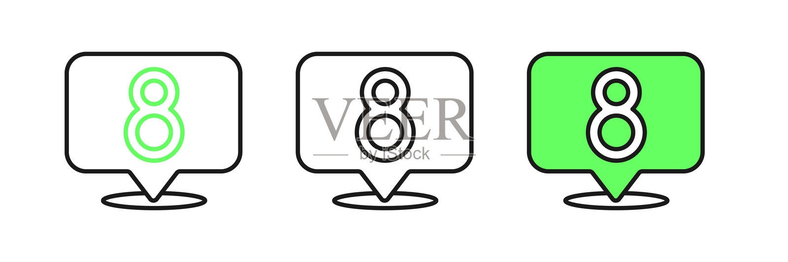 3月8日国际妇女节图标，背景为白色，快乐的国际妇女节，矢量图。插画图片素材