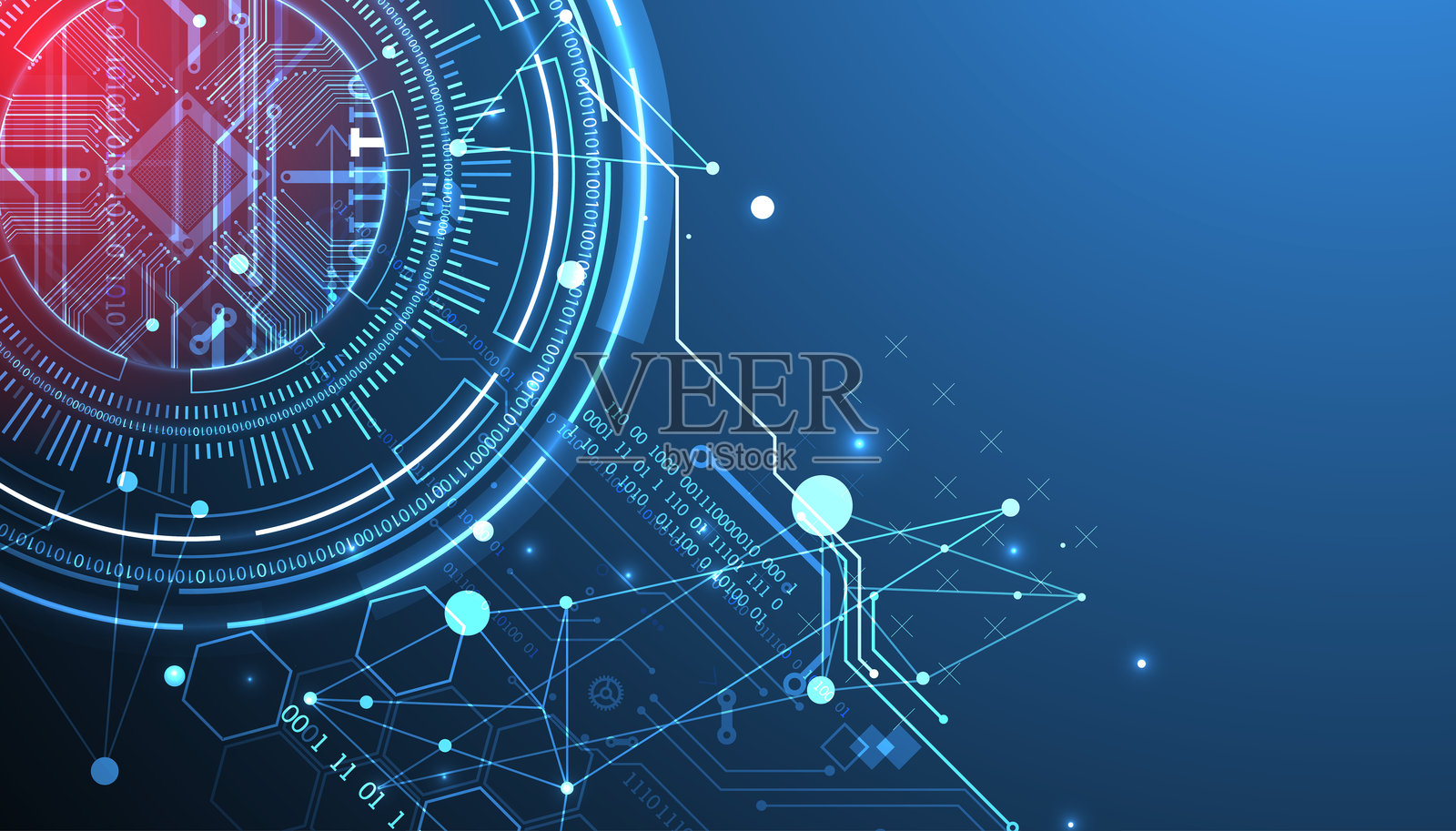 科技圈主题的抽象图像。科学和技术背景。背景为蓝色渐变。插画图片素材