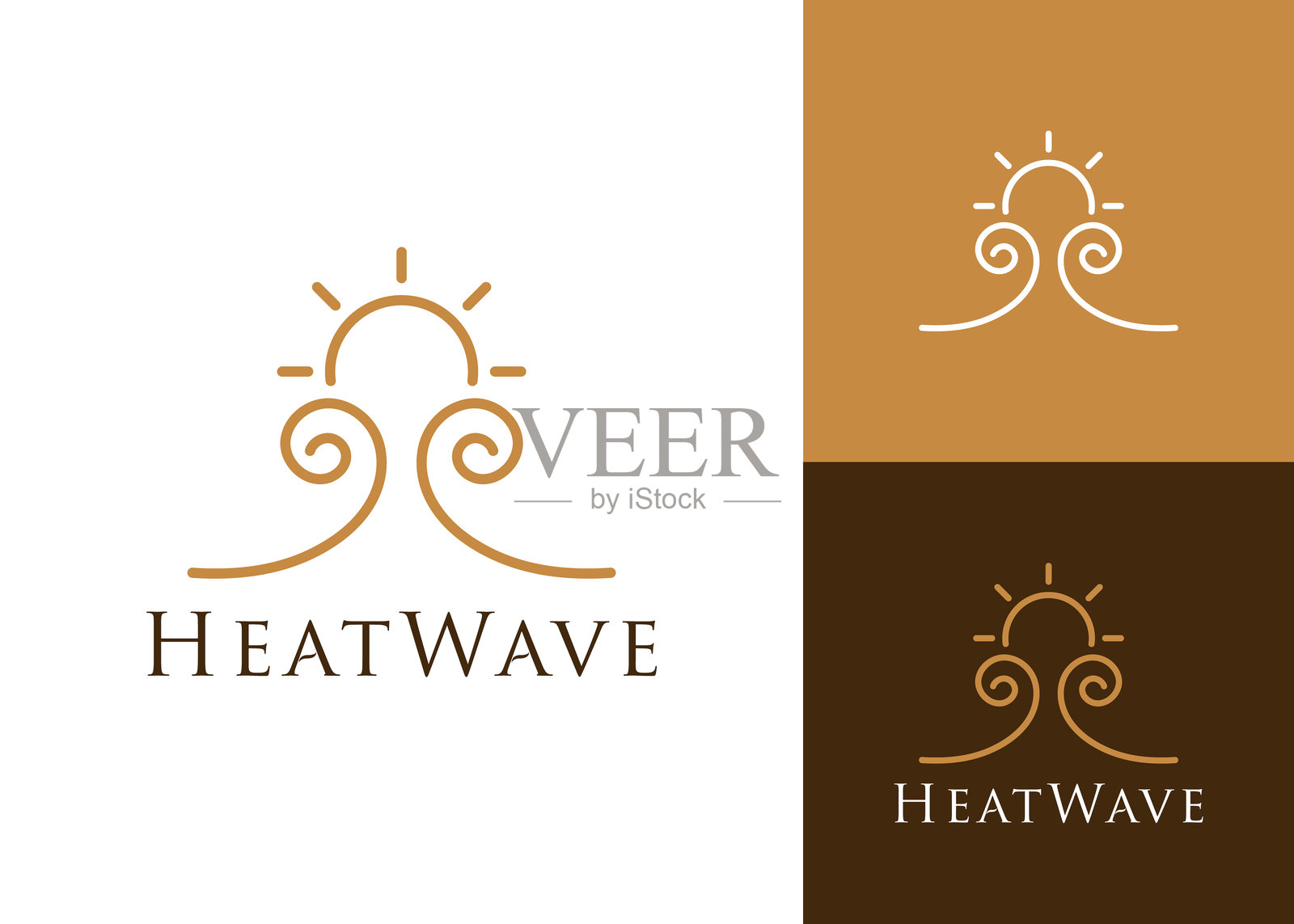 阳光与波浪的奢华抽象线条logo设计插画图片素材