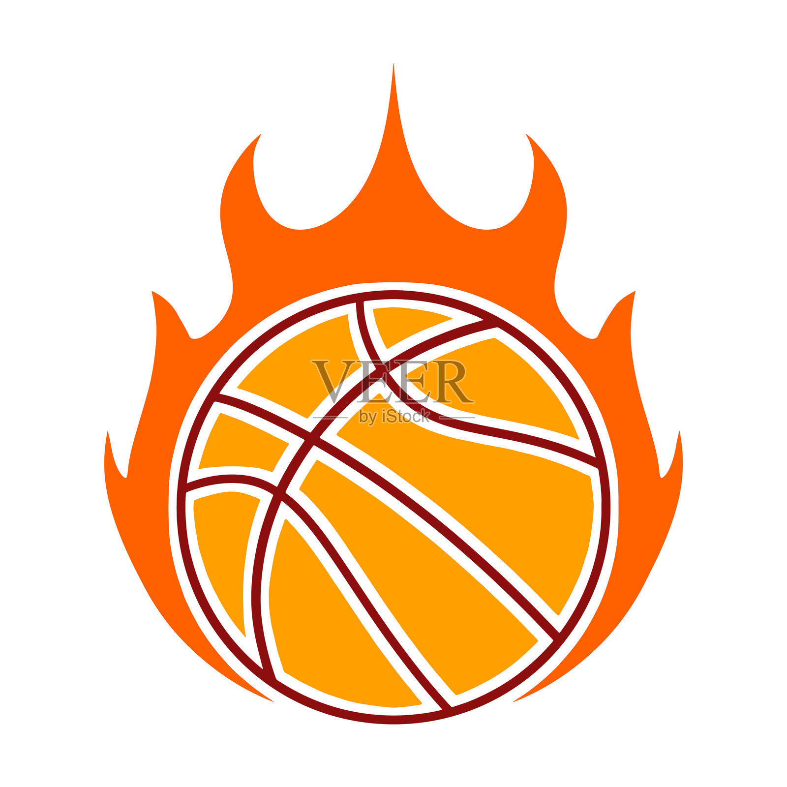 火焰篮球标志。燃烧的篮球标志。炙热的篮球标志。插画图片素材