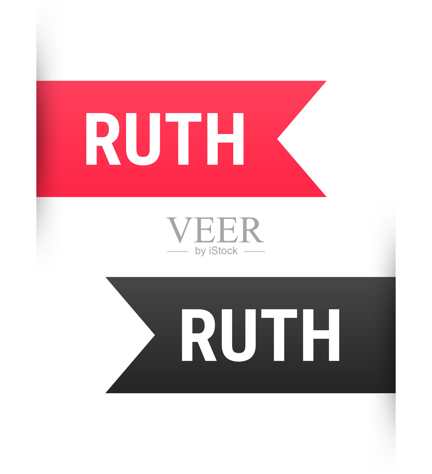 鲁思 - 女性名字 - 白色背景上的横幅、书签、丝带、标签插画图片素材