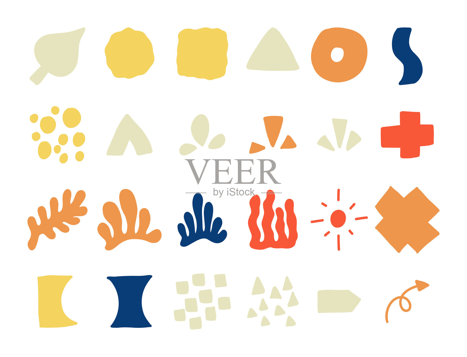 随机抽象形状涂鸦手绘插画图片素材