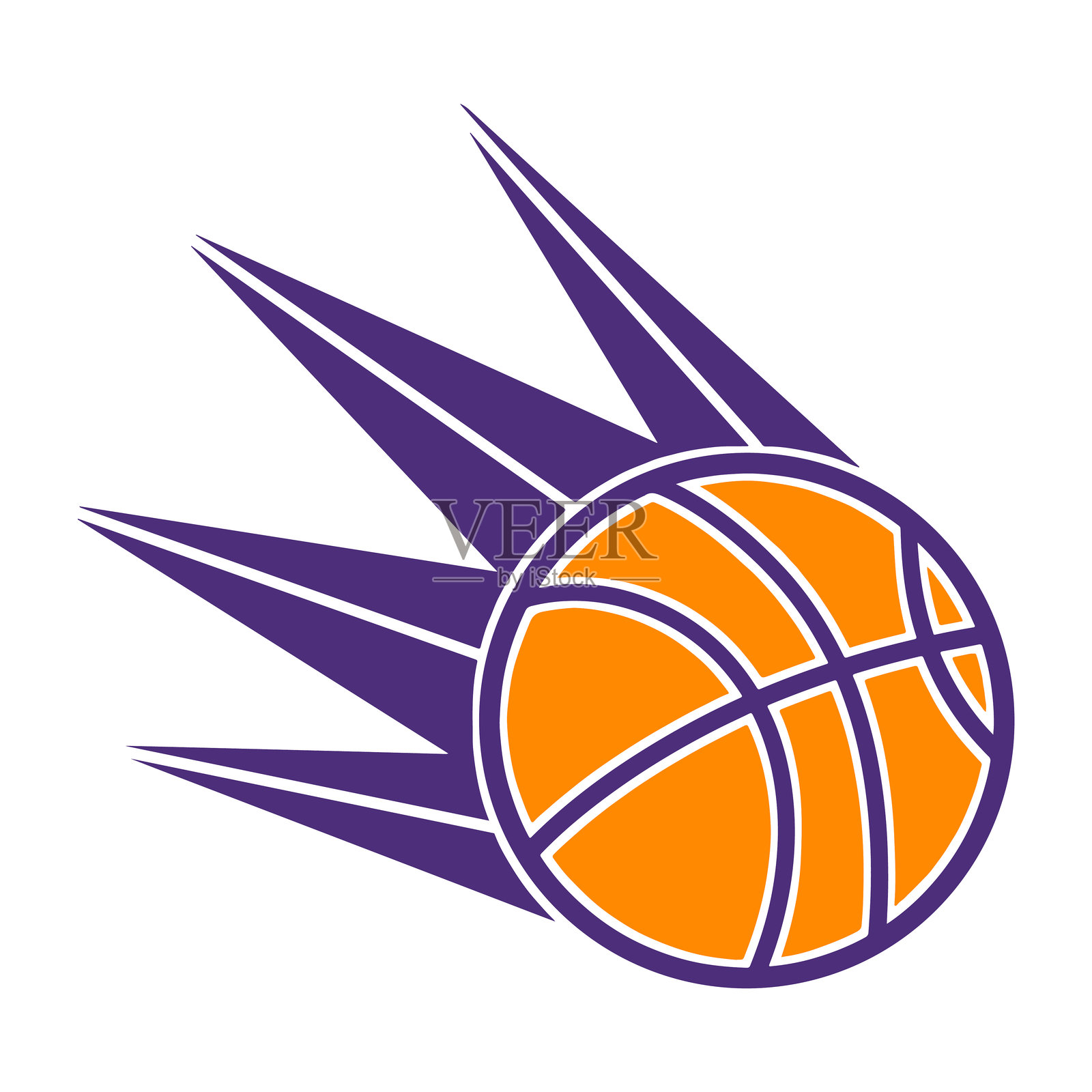 快速篮球标志。篮球彗星标志。带有速度线的篮球标志。插画图片素材
