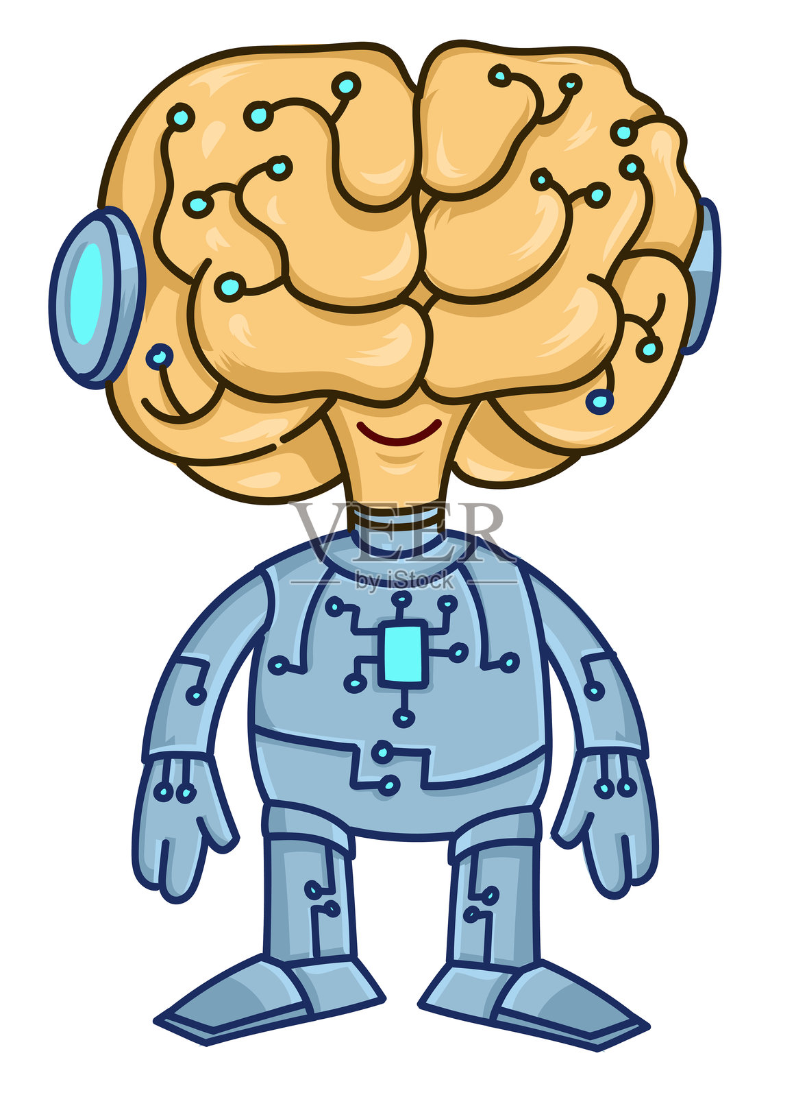 可爱的人工智能机器人卡通角色。矢量插图插画图片素材