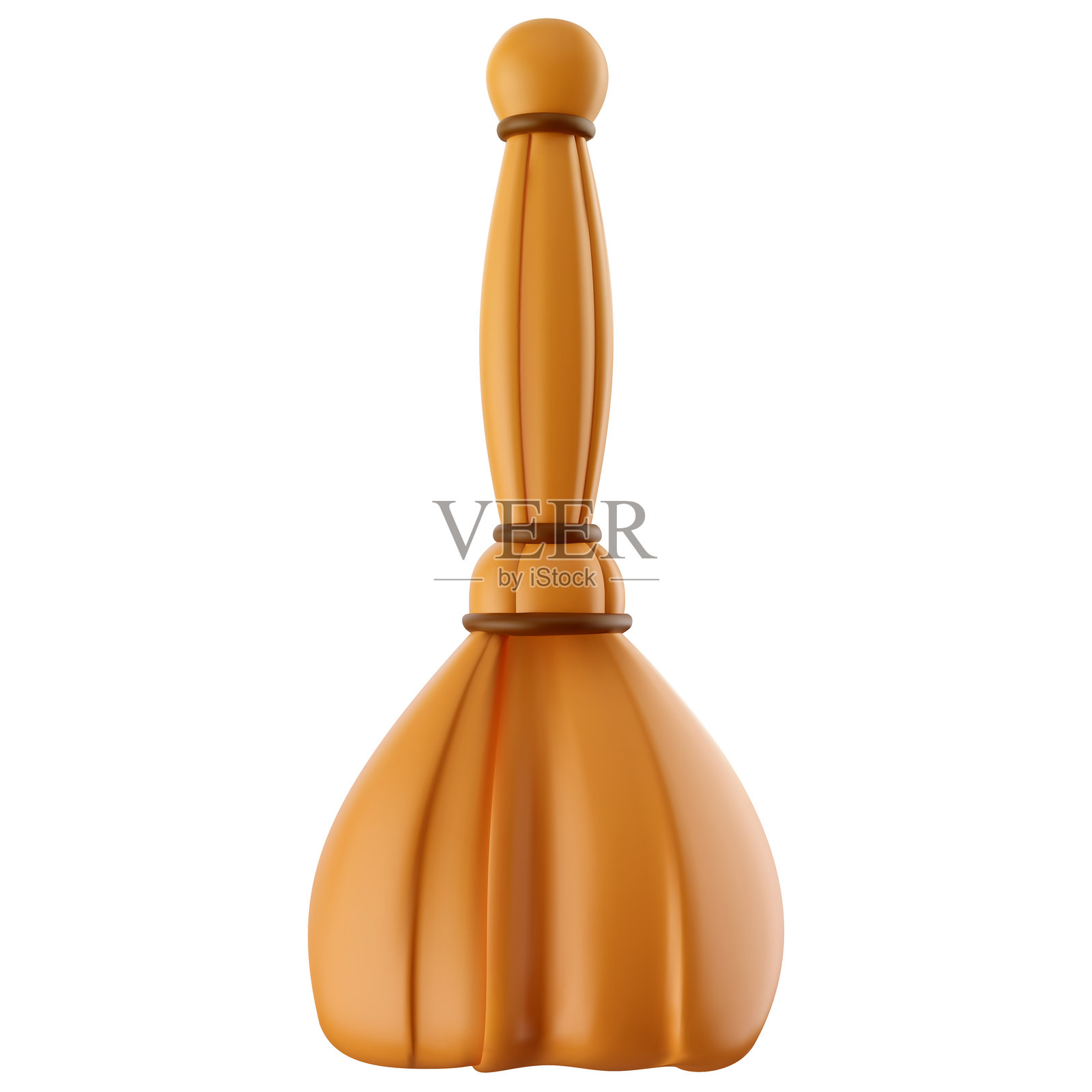 短扫帚用于清洁房屋或街道，3D真实光泽柔和风格。卡通矢量插图。插画图片素材