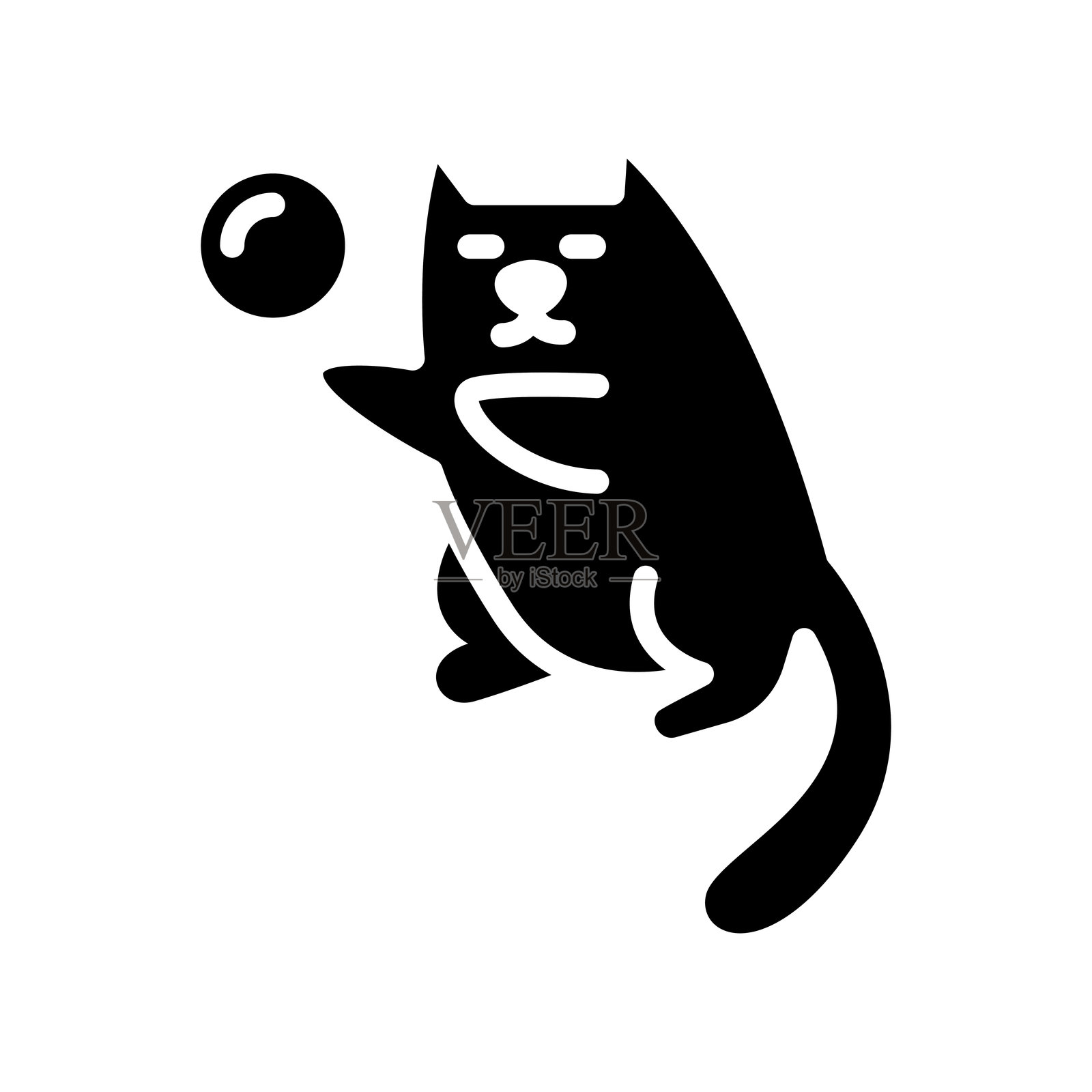 扁平图标风格的猫咪玩耍图标插画图片素材