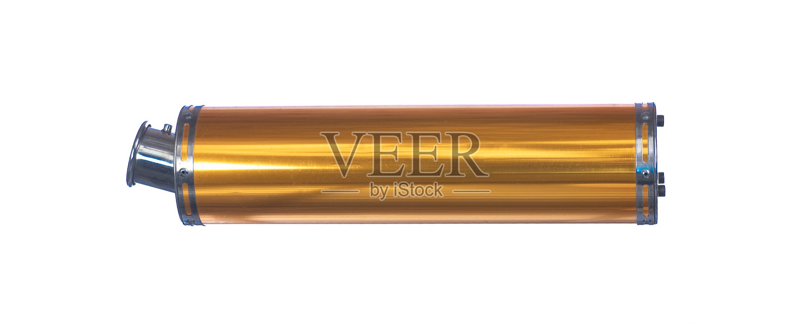 闪亮的铬合金跑车排气管，孤立在白色背景上照片摄影图片