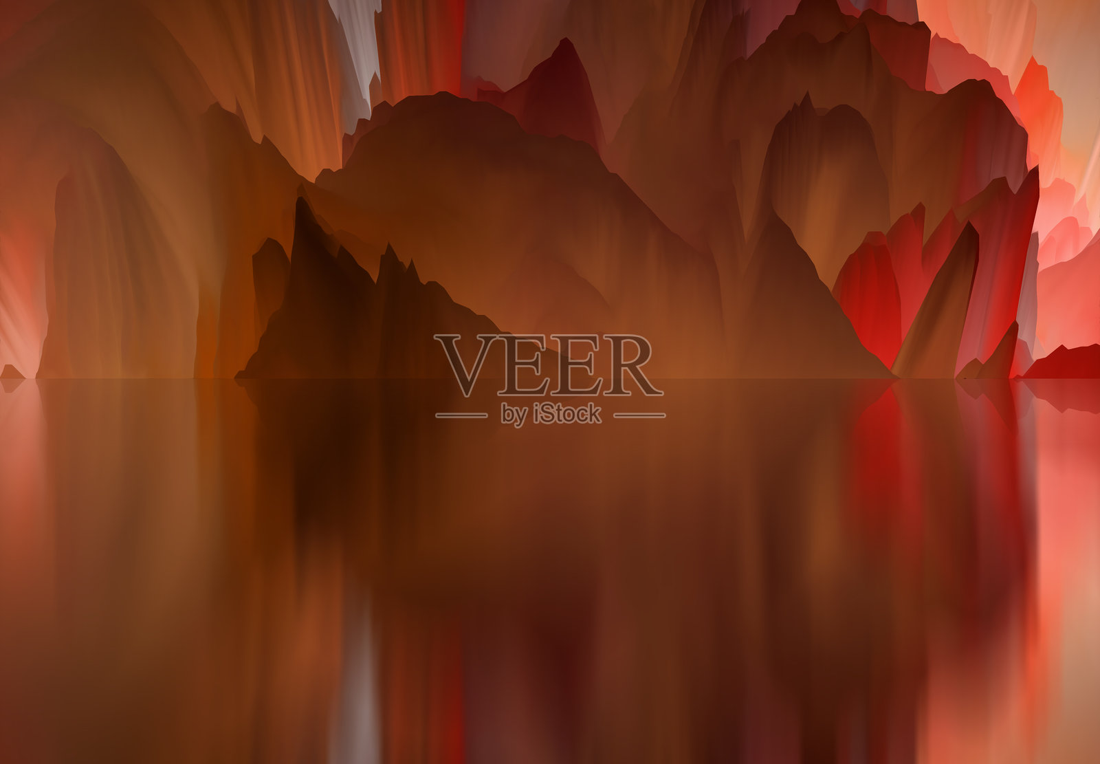 魔幻世界。抽象风景，超现实的湖泊和倒影。艺术、创造力与想象力。3D插图照片摄影图片