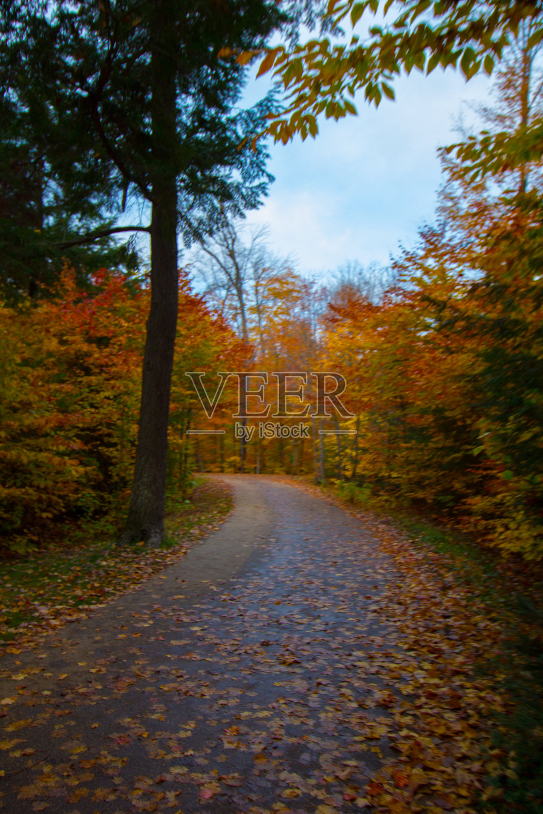 密歇根州秋季的塔夸门农瀑布州立公园照片摄影图片