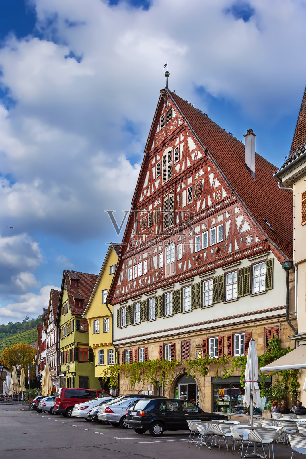 德国内卡河畔埃斯林根的市场广场照片摄影图片