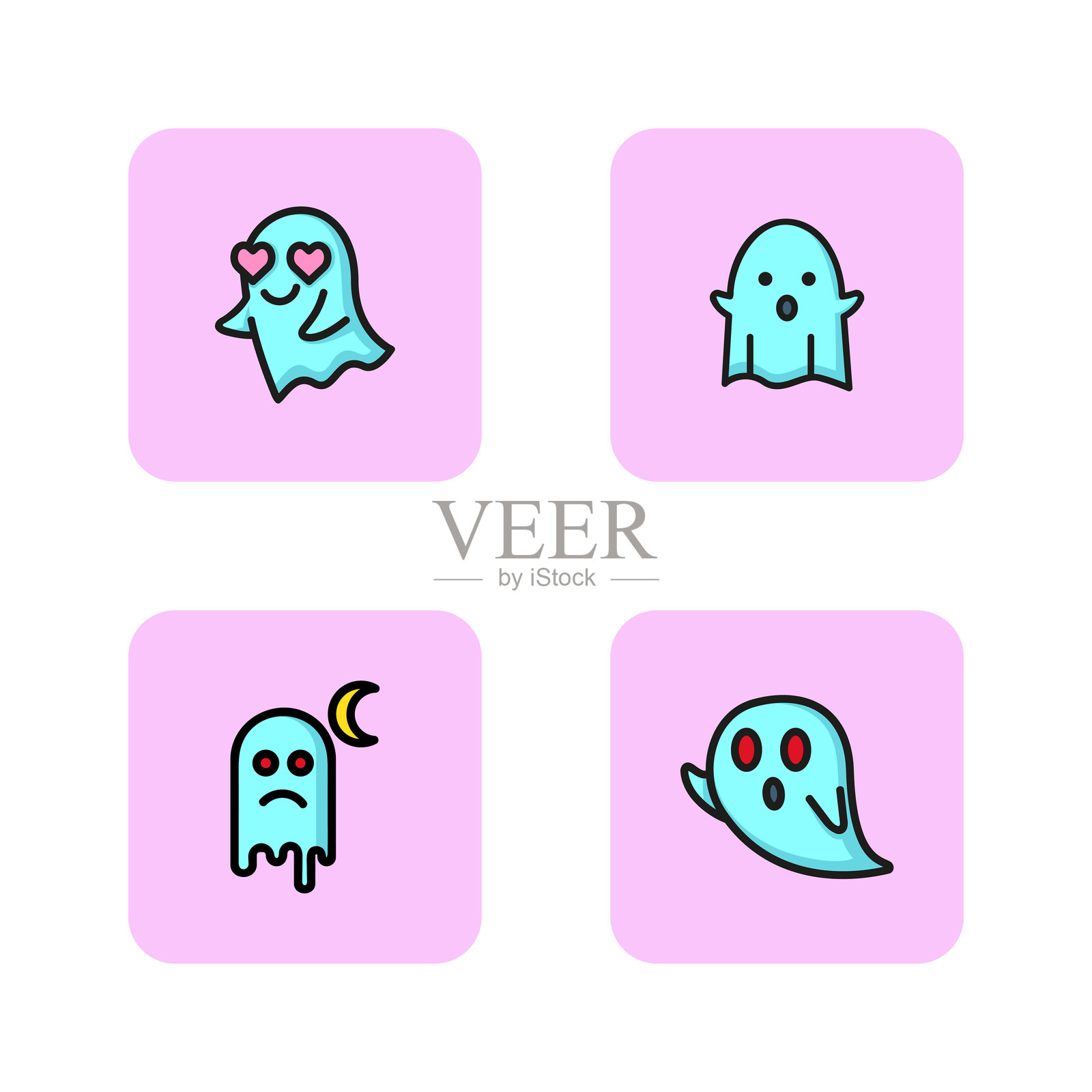 床单鬼魂线条图标集插画图片素材