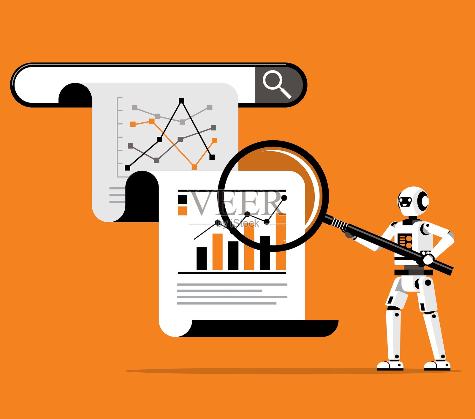 人工智能机器人 - 搜索引擎插画图片素材