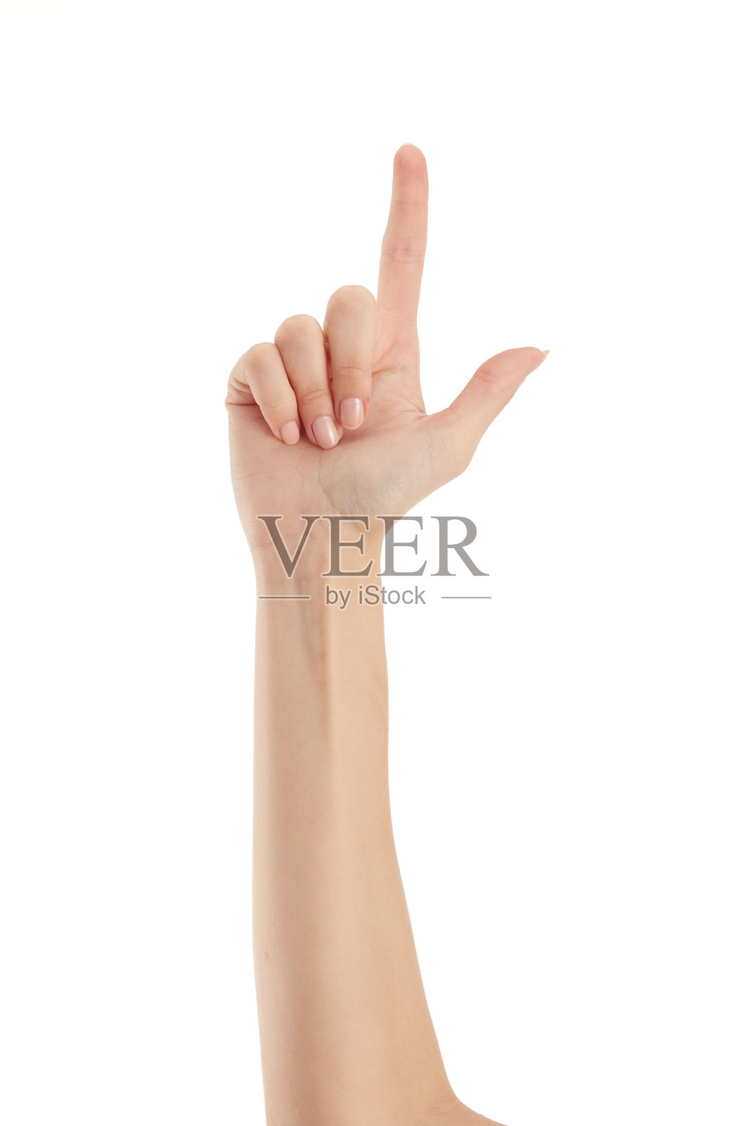 女性的手放在白色背景上照片摄影图片