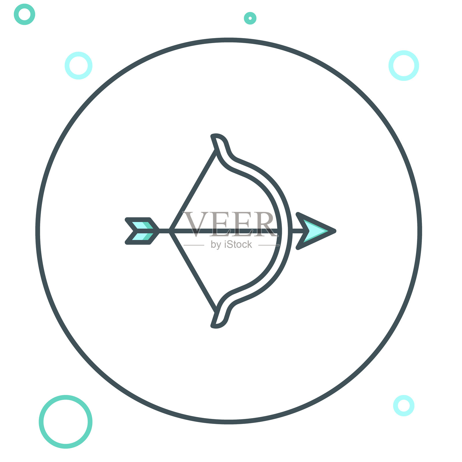 弓箭图标在白色背景上独立。丘比特符号。爱情标志。快乐的情人节。彩色轮廓概念。矢量图。插画图片素材