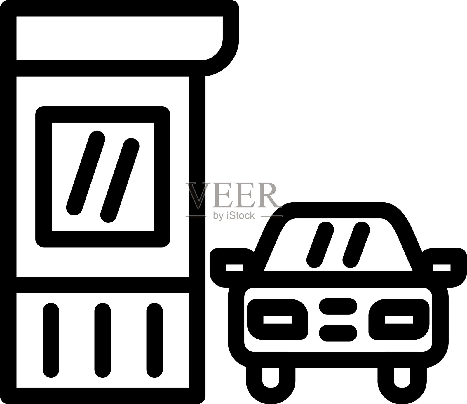 停车亭插画图片素材