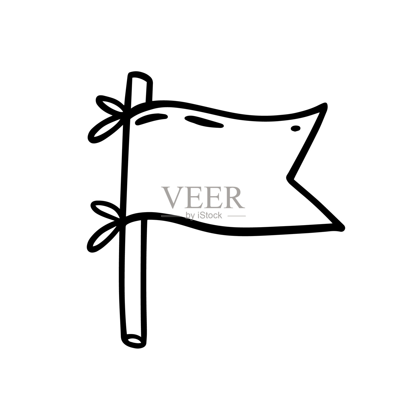 一幅精美的手绘简单旗帜图标，专为各种创意项目设计插画图片素材