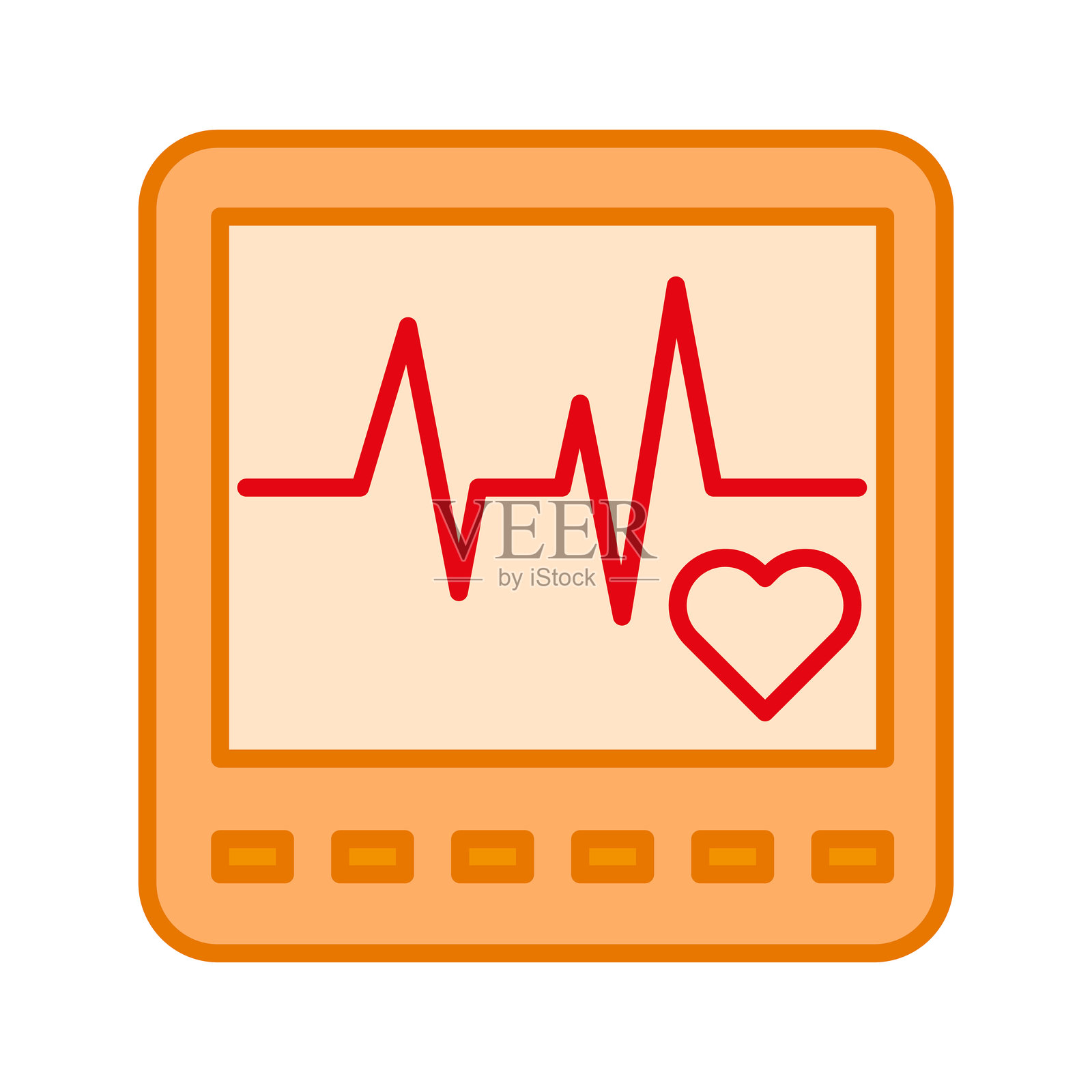 心跳屏幕图标。脉搏线符号。红色心脏监测器。矢量医疗显示。插画图片素材