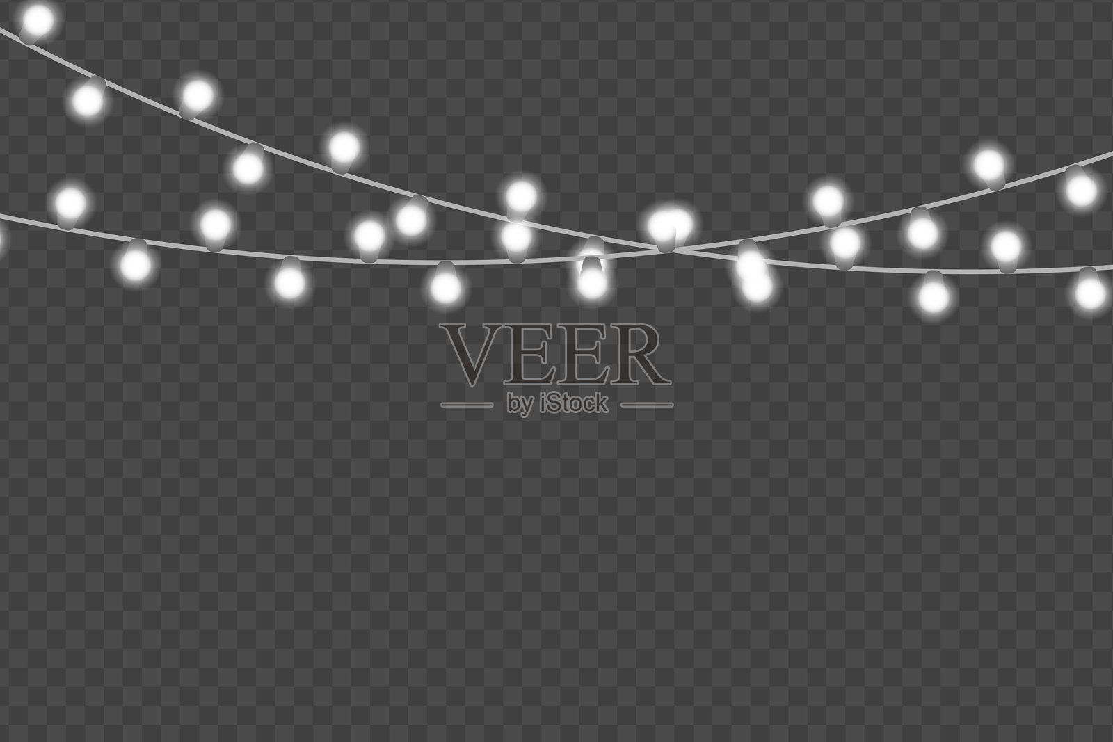 圣诞灯饰，透明背景插画图片素材