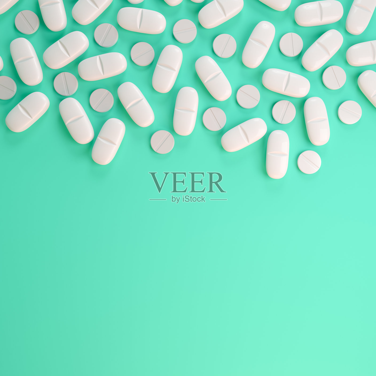 白色药片的3D渲染图照片摄影图片