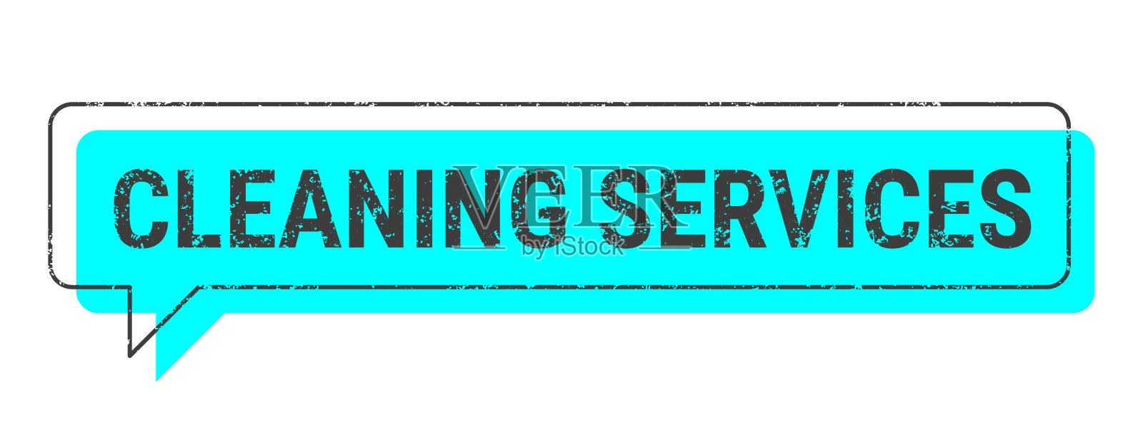 清洁服务 - 蓝色磨损的对话气泡在空白背景上插画图片素材