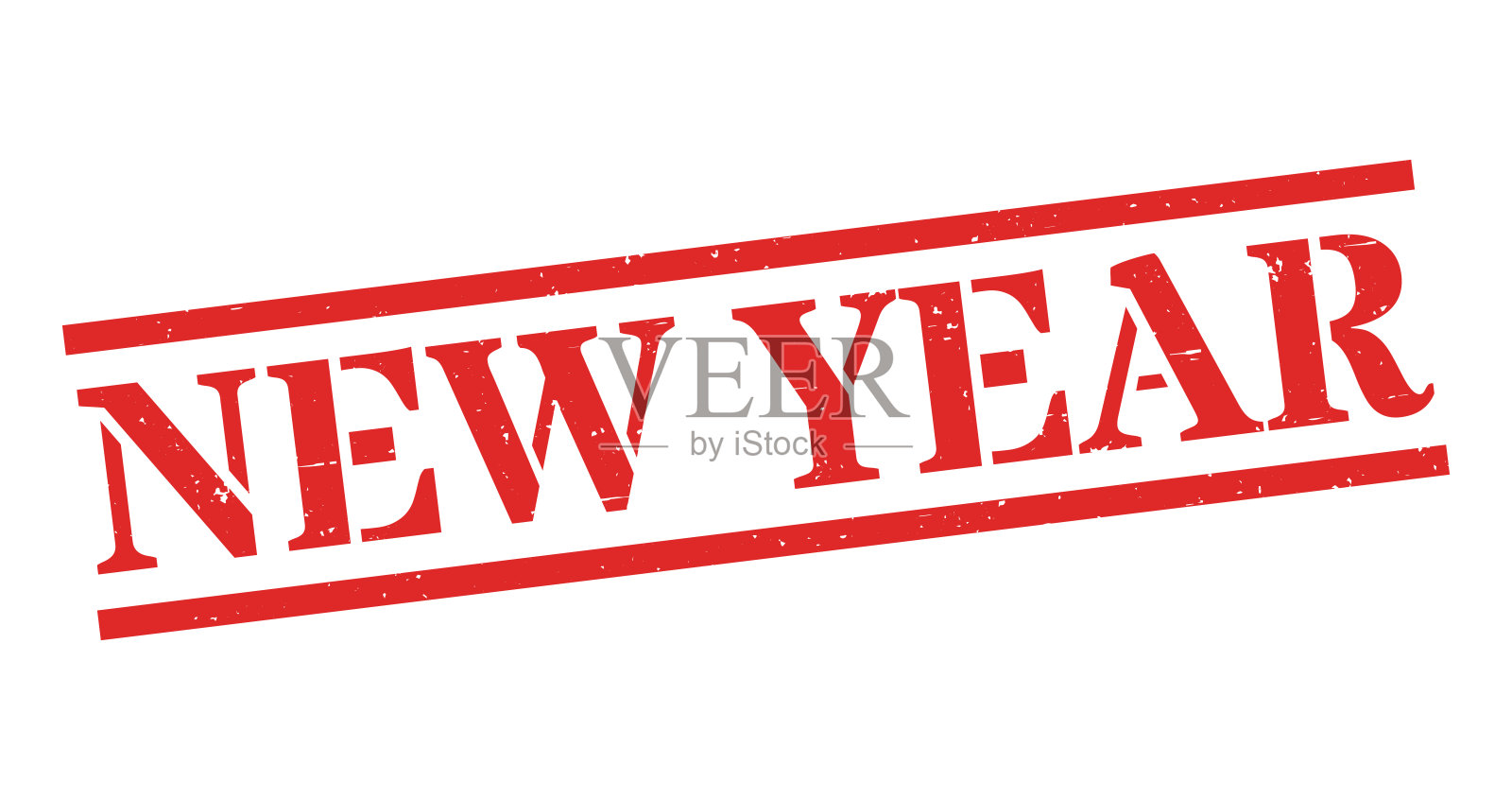 新年 - 红色橡皮图章在空白背景上插画图片素材