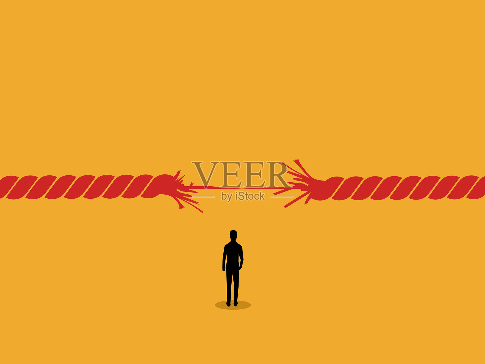 最后危机，商人观看最后一根绳索断裂插画图片素材