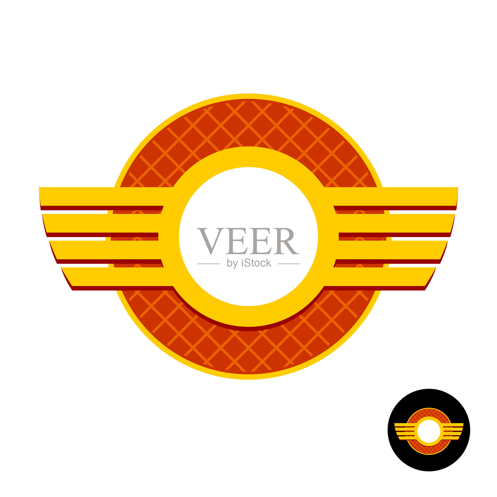 圆形复古音乐点唱机风格徽章插画图片素材