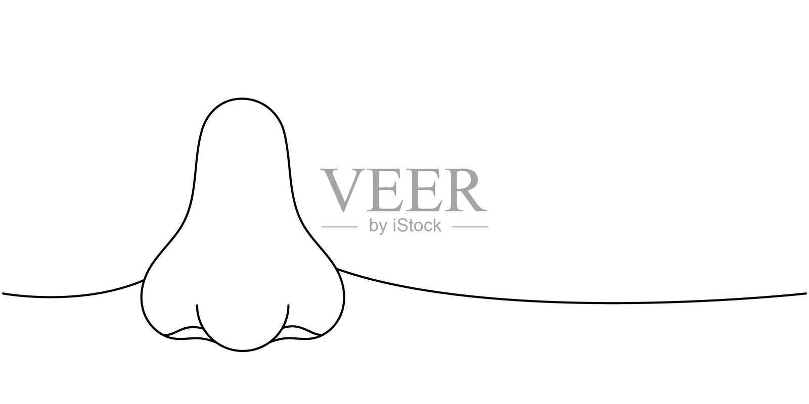 鼻子一笔连续画。人体内部器官连续一笔插图。插画图片素材