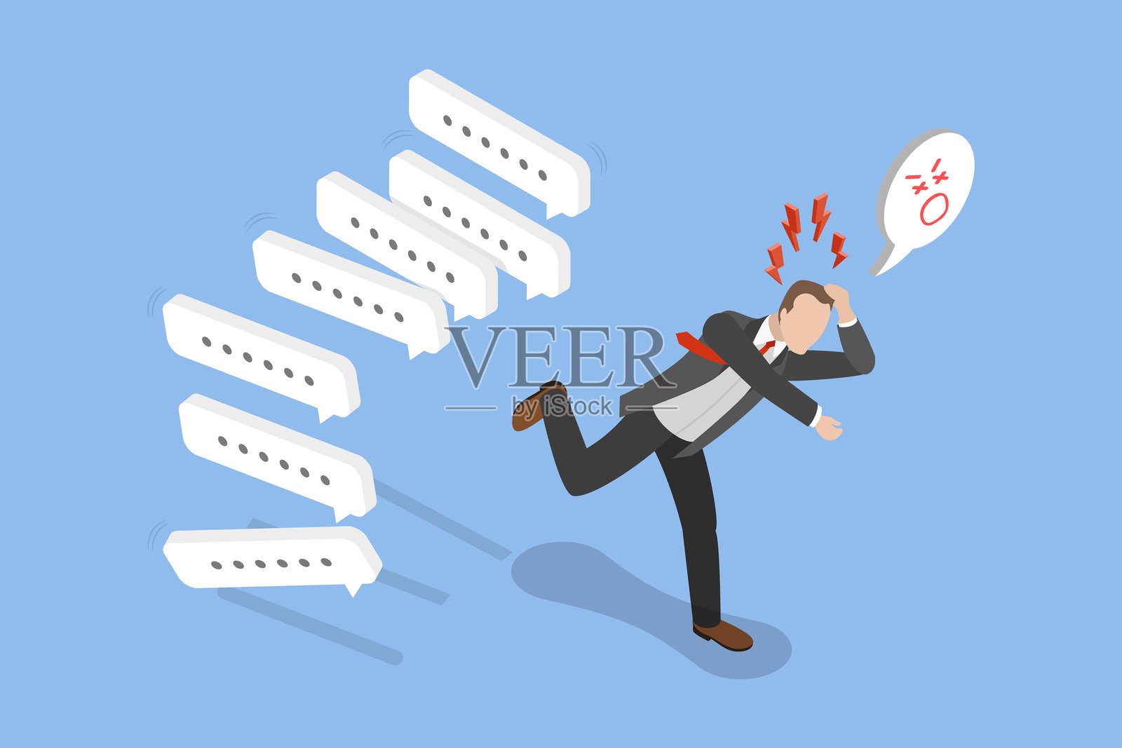 3D等距平面矢量插图：过载插画图片素材