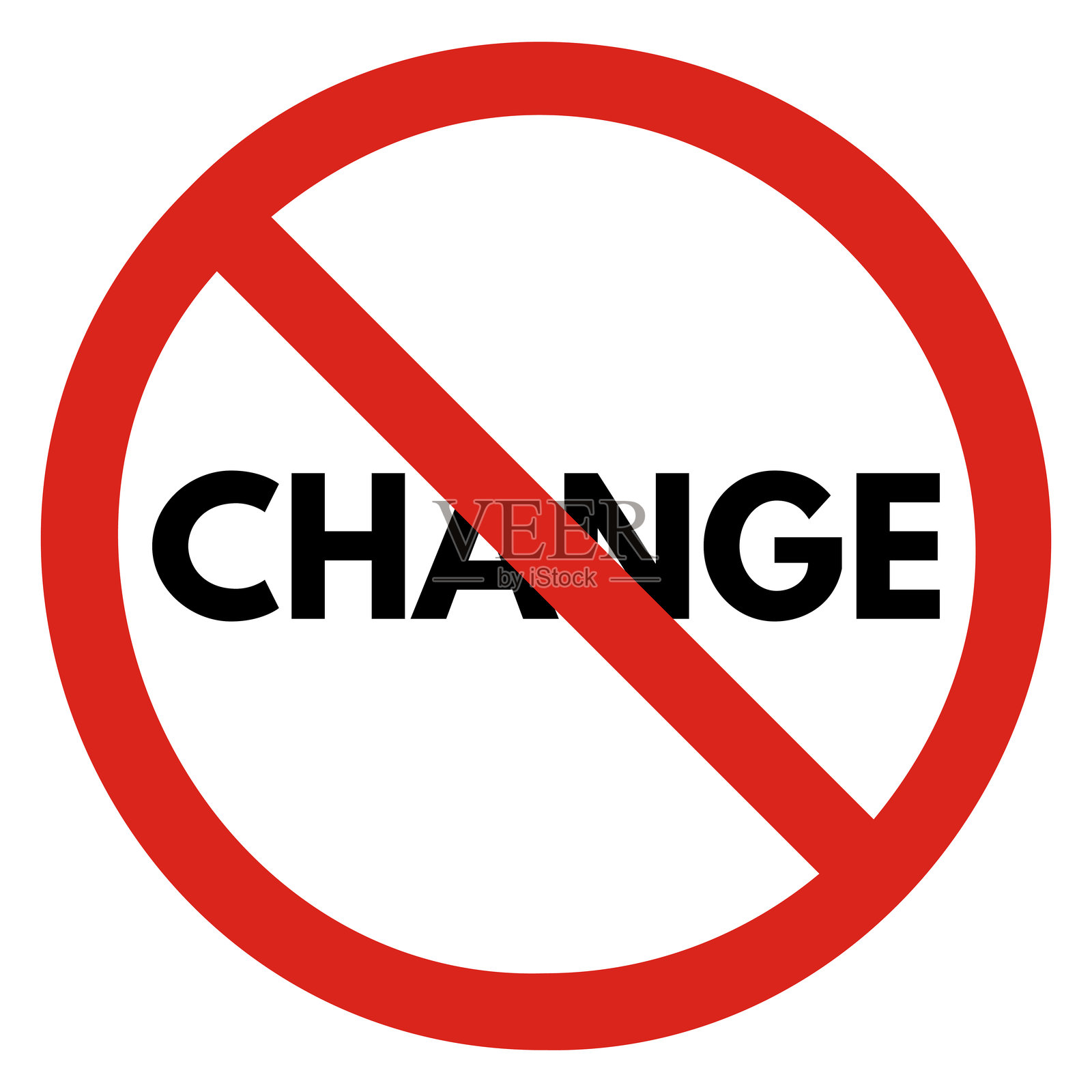 禁止变更标志，孤立在白色背景上。变更禁止标志。矢量图。插画图片素材