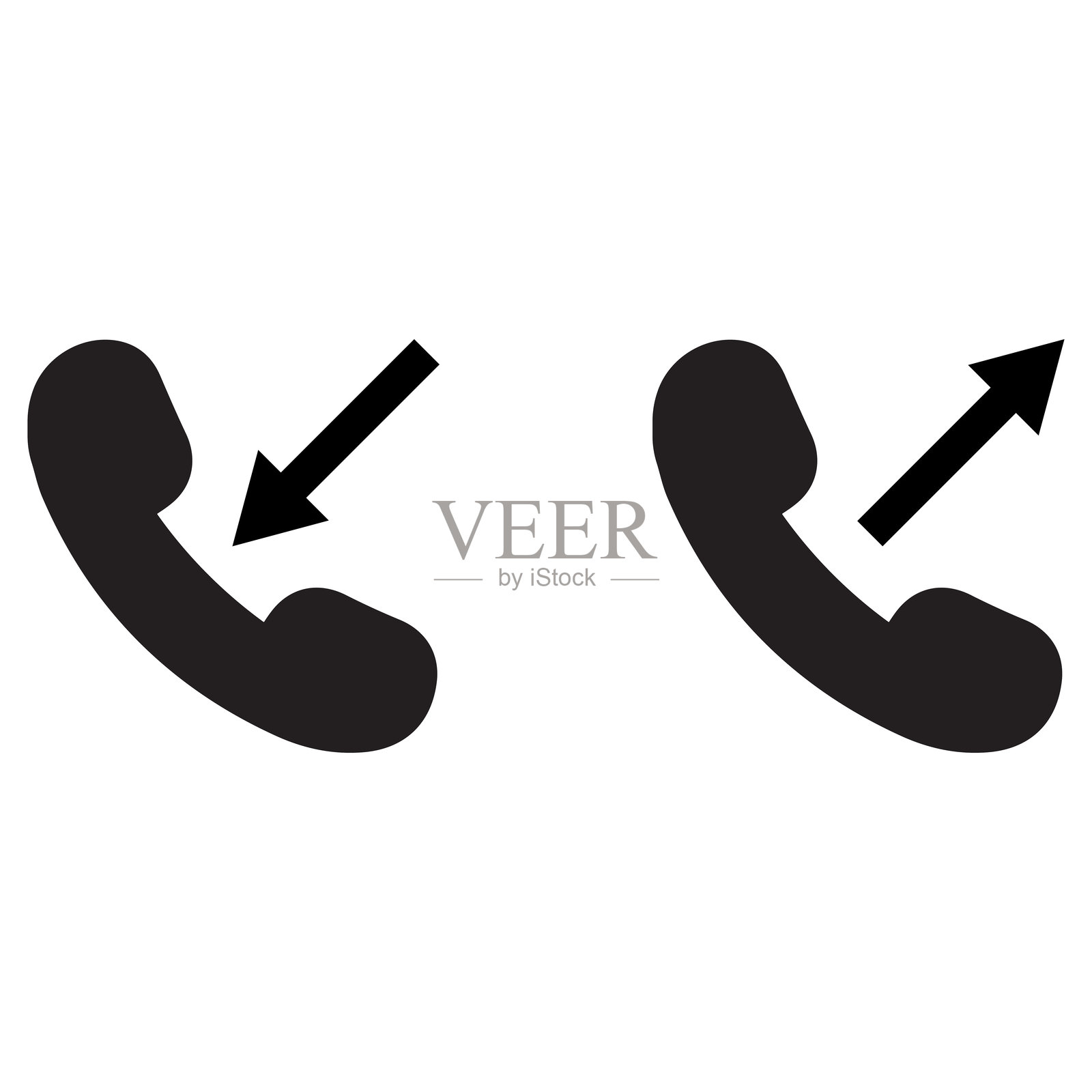 来电和去电图标集，独立于白色背景。电话图标矢量图。插画图片素材