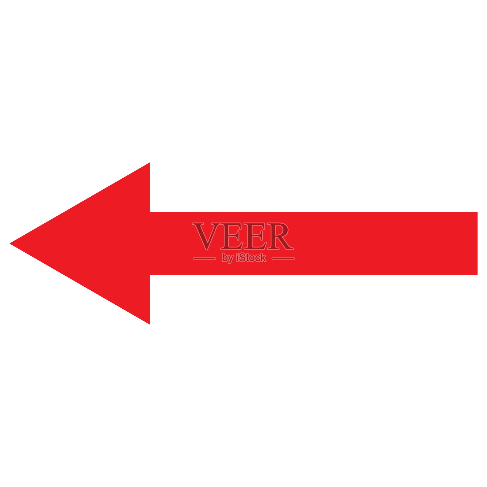 红色左箭头图标，孤立在白色背景上。左转箭头图标矢量图。插画图片素材