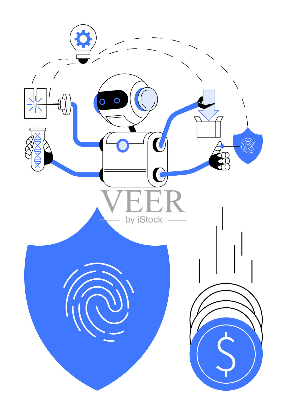 机器人流程自动化提升数字运营中的网络安全和财务效率插画图片素材