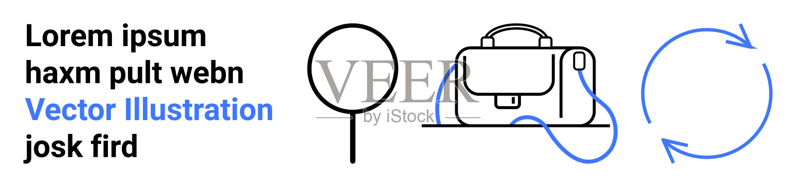 极简旅行包，带有圆形箭头和占位文本插画图片素材