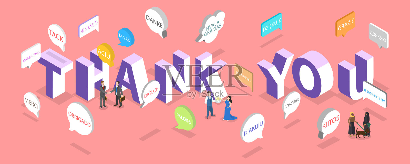 感谢您的3D等距平面矢量插图插画图片素材