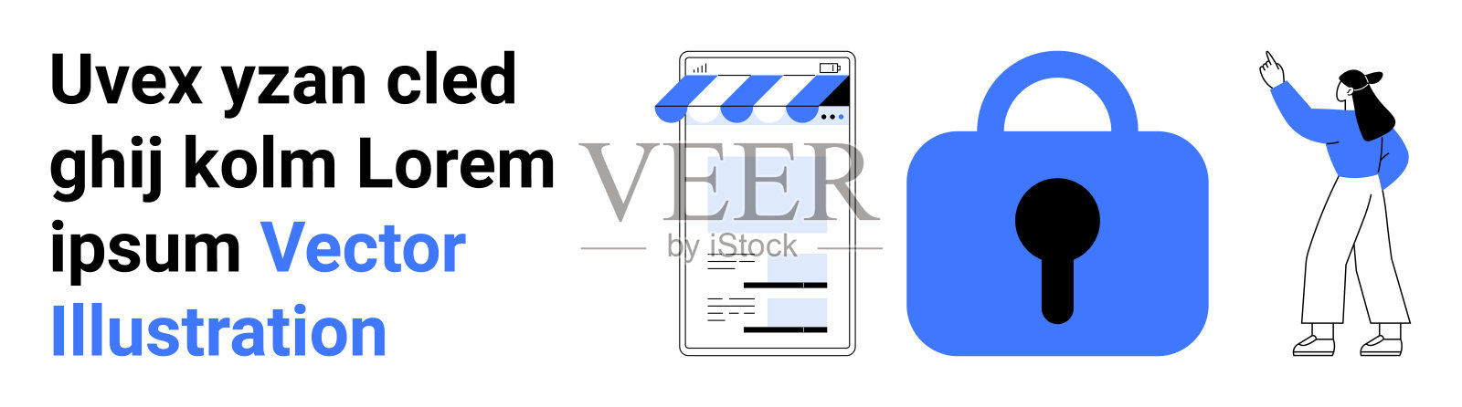 网络安全概念与移动设备及在线安全的关键要素插画图片素材