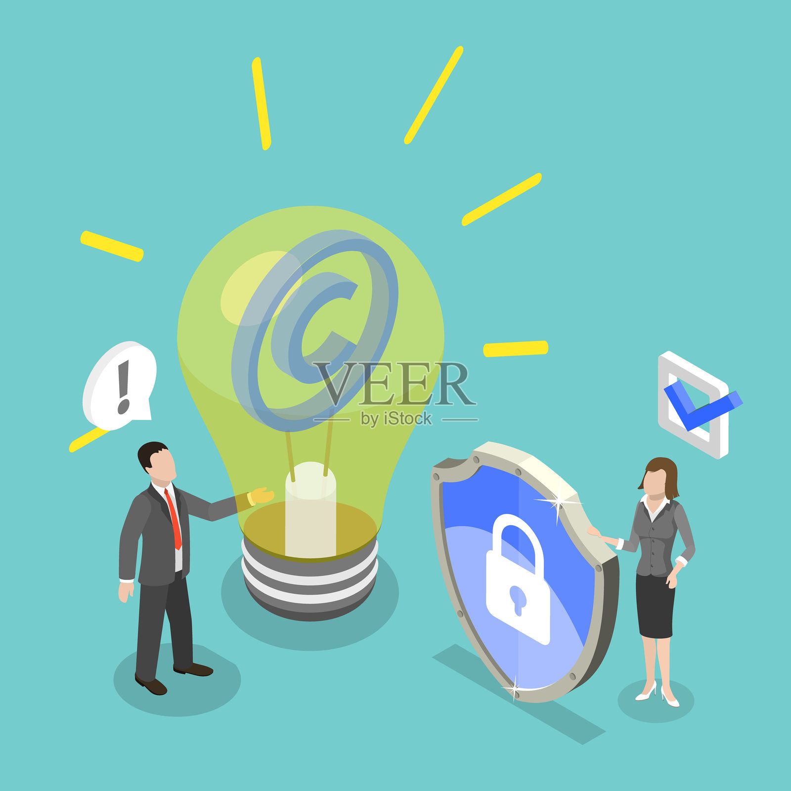 知识产权的3D等距平面矢量插图插画图片素材
