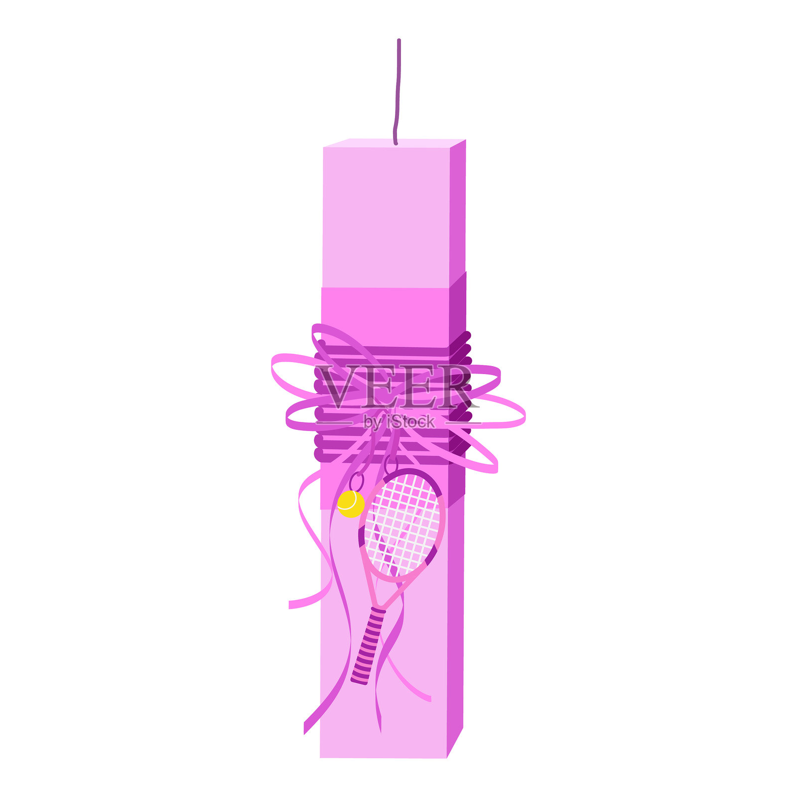 粉色大型复活节蜡烛，网球主题。复活节传统。矢量图插画图片素材