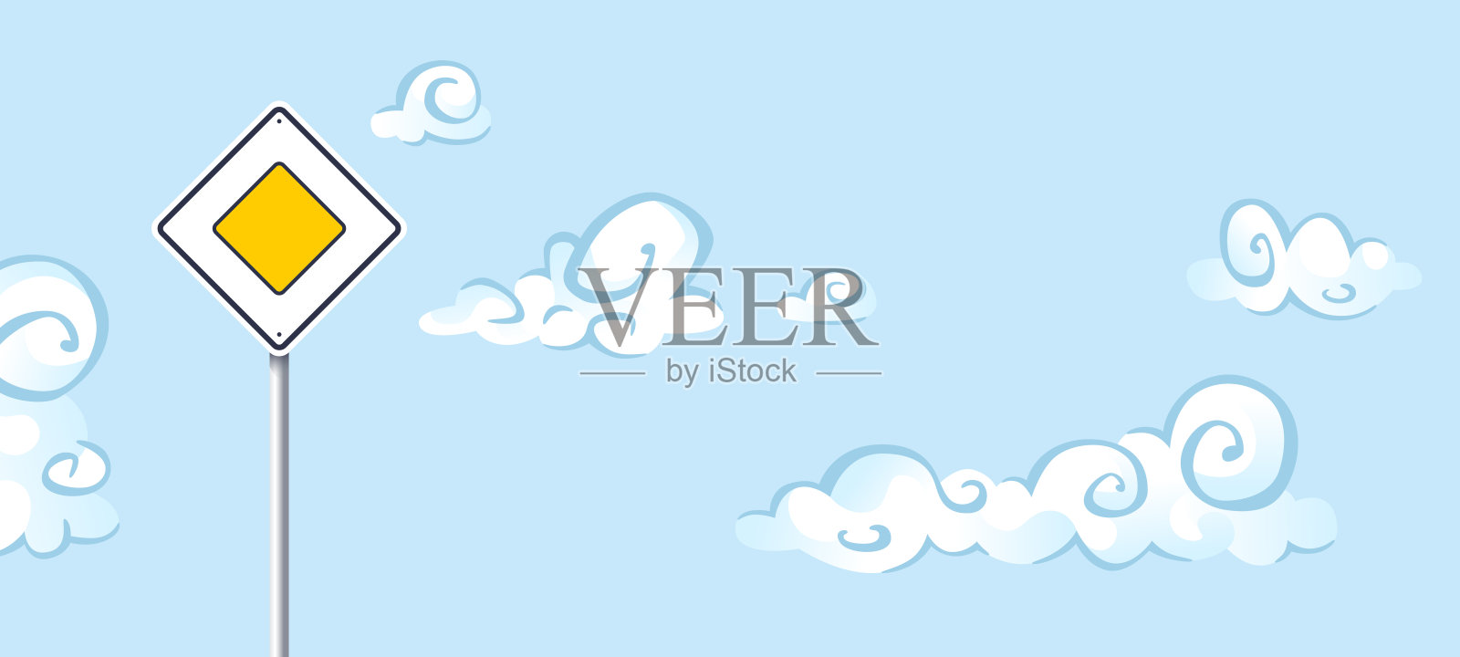 主要道路标志。交通标志。国际道路标志，孤立展示。蓝天。优先标志。矢量插图。插画图片素材