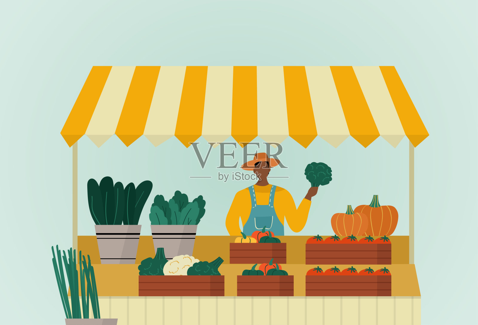 农贸市场 – 有机农产品、本地商贩与社区氛围插画图片素材
