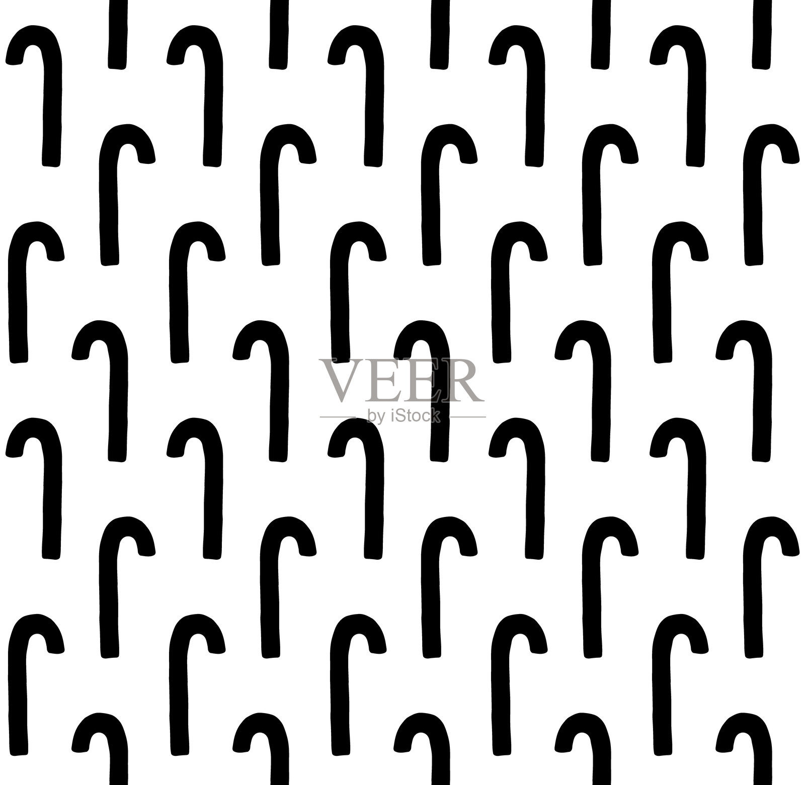 手绘草图风格的无缝圣诞糖果轮廓矢量图案插画图片素材