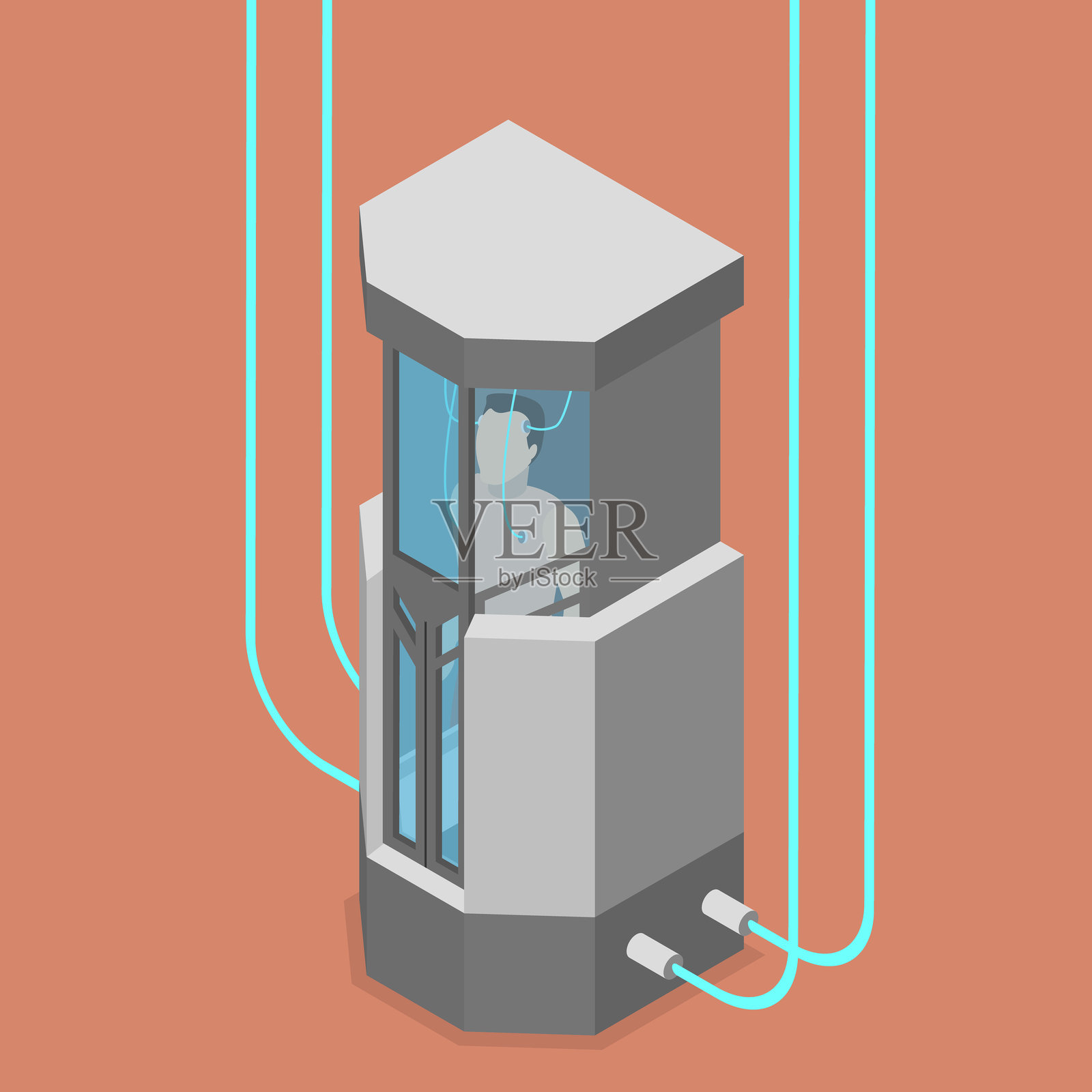 冷冻胶囊的3D等距平面矢量插图插画图片素材