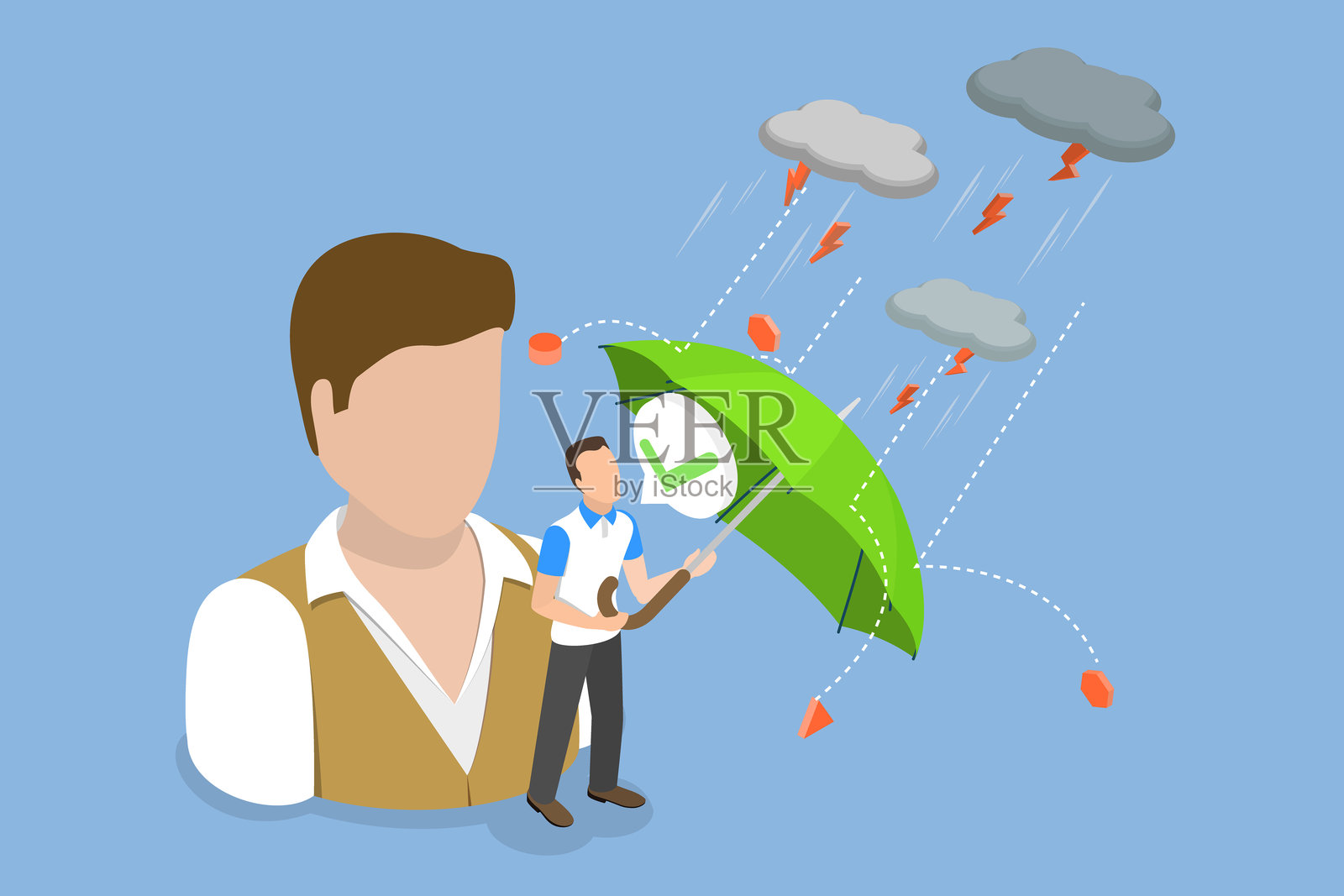 心理健康保护的3D等距平面矢量插图插画图片素材